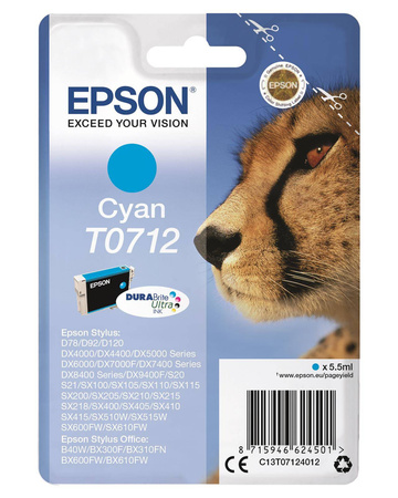 TUSZ ORYGINALNY EPSON T0712 C13T07124012 CYAN 5,5 ML