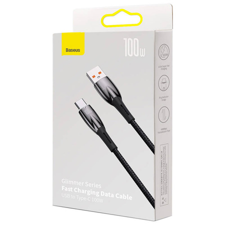 KABEL USB DO USB-C BASEUS GLIMMER, 100W, 1M (CZARNY)