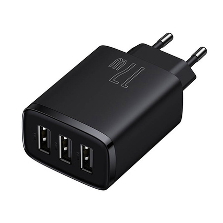 Ładowarka sieciowa BASEUS Compact Quick Charger 17W 3xUSB (czarna)
