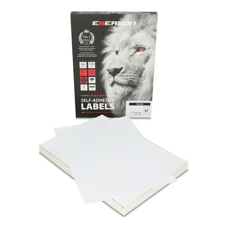 ETYKIETY SAMOPRZYLEPNE 70X16.9MM EMERSON 039 QCT BIAŁE 100ARK*51SZT