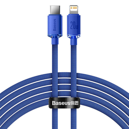 Kabel USB-C do Lightning Baseus Crystal Shine, 20W, PD, 2m (niebieski)