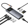 ADAPTER HUB 10W1 BASEUS 2X HDMI, USB-C, 3XUSB-A+RJ45+SD/TF, PD (SZARY)
