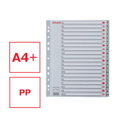 PRZEKŁADKI A-Z A4 MAXI ESSELTE 100129 SZARY PP
