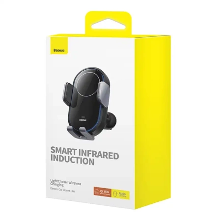 SAMOCHODOWY UCHWYT  BASEUS LIGHTCHASER Z ŁADOWARKĄ INDUKCYJNĄ  (CZARNY)