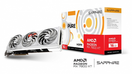 SAPPHIRE TECHNOLOGY KARTA GRAFICZNA RADEON RX 7800 XT PURE GAMING OC 16GB GDDR6 256BIT 2DP