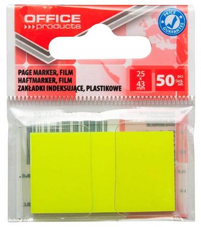 ZAKŁADKI INDEKSUJĄCE FOLIOWE 25X43MM OFFICE PRODUCTS ŻÓŁTE 50 SZT