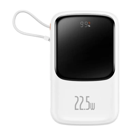 POWERBANK BASEUS QPOW PRO Z KABLEM USB-C, USB-C, USB, 10000MAH, 22.5W (BIAŁY)
