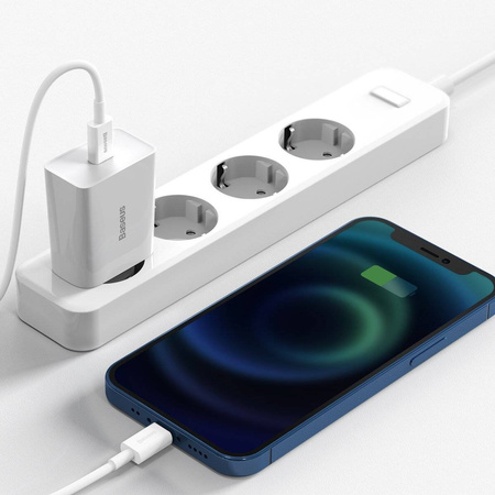 ŁADOWARKA SIECIOWA BASEUS SPEED MINI QUICK CHARGER, USB-C, PD, 3A, 20W (BIAŁA)