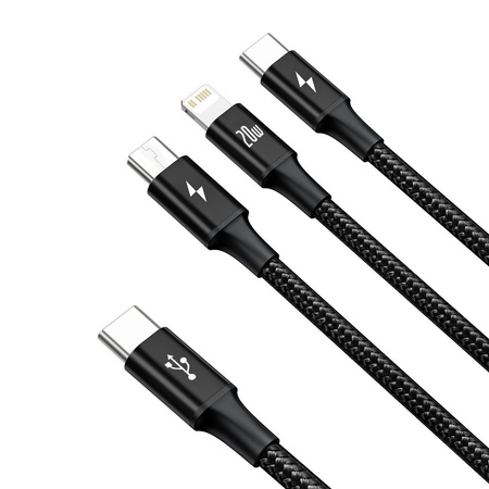 Kabel BASEUS Rapid Series USB-A-micro USB/Lightning/USB-C 1.5m (czarny)