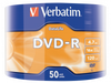 VERBATIM DVD-R, MATT SILVER, 43791, 4.7GB, 16X, WRAP, 50-PACK, BEZ MOŻLIWOŚCI NADRUKU, 12CM, DO ARCHIWIZACJI DANYCH