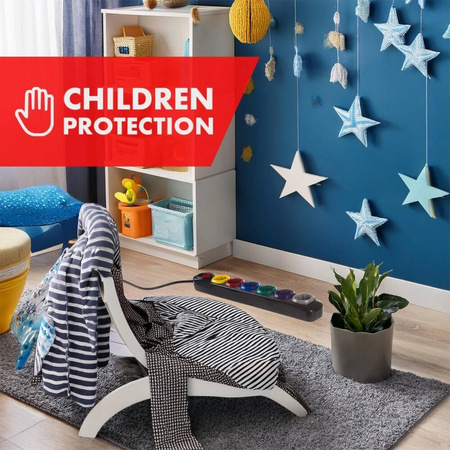 MACLEAN LISTWA ZASILAJĄCA 1,5M 250VAC/10A MCE509 B 2500 Q, IP20, 6 GNIAZD, PRĄD ZNAMIONOWY 10A, CZARNY