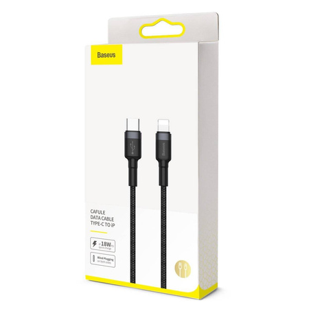 KABEL USB-C DO LIGHTNING PD BASEUS CAFULE, 18W, 1M (CZARNO-SZARY)