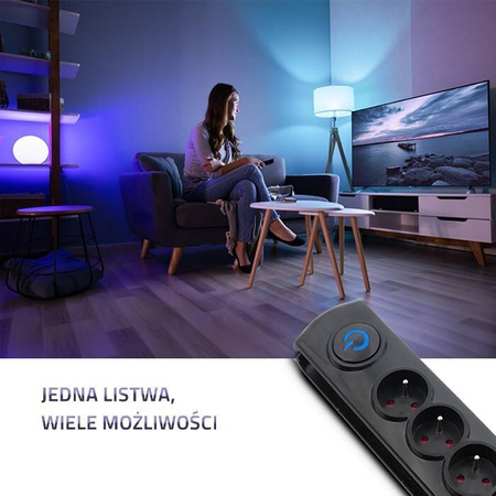 QOLTEC LISTWA ANTYPRZEPIĘCIOWA 5 GNIAZD | 1.8M | CZARNA