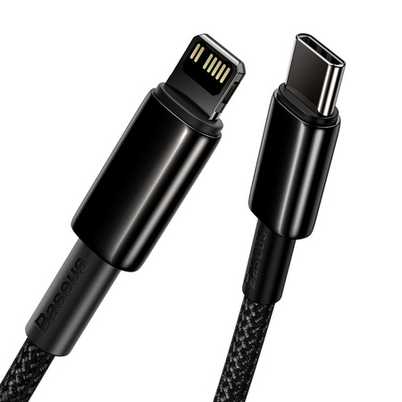 Kabel USB-C do Lightning Baseus Tungsten Gold, 20W, 5A, PD, 1m (czarny)