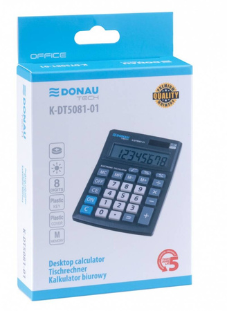 KALKULATOR BIUROWY 137X101X30MM DONAU TECH OFFICE CZARNY SOLARNE+BATERIA
