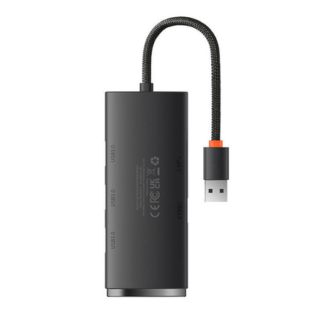 HUB 4W1 BASEUS LITE SERIES USB DO 4X USB 3.0 25CM (CZARNY)
