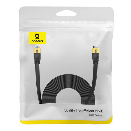 PŁASKI KABEL SIECIOWY BASEUS ETHERNET RJ45, GIGABIT, CAT.7, 8 M (CZARNY)