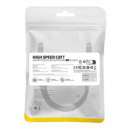 KABEL SIECIOWY BASEUS HIGH SPEED, ETHERNET RJ45, GIGABIT, CAT.7, 1M (CZARNY)