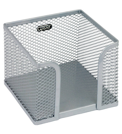POJEMNIK NA KOSTKĘ BIUROWĄ 78X105X105MM GRAND GR-043S 120-1130 SREBRNY METALOWY