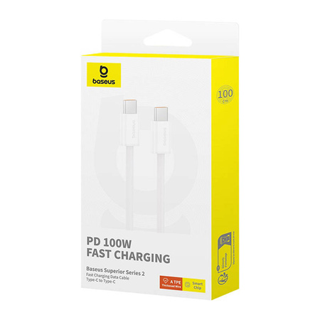 KABEL SZYBKIEGO ŁADOWANIA USB-C DO USB-C BASEUS SUPERIOR 2 100W 1M (BIAŁY)