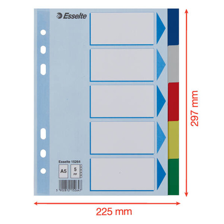 PRZEKŁADKI A5 ESSELTE 15264 MIX PP 5SZT