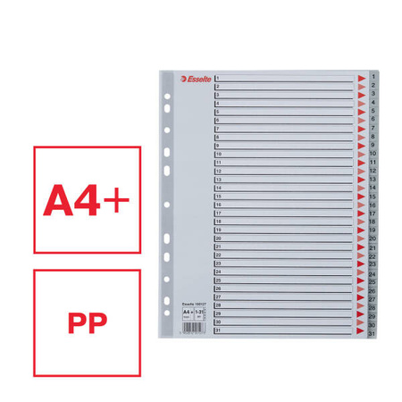 PRZEKŁADKI 1-31 A4 MAXI ESSELTE 100127 SZARY PP