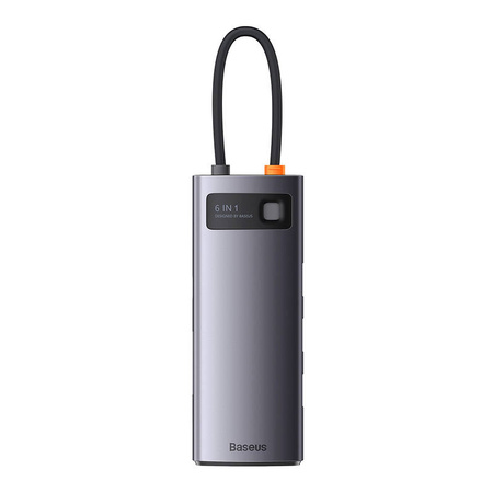 HUB 6W1 BASEUS METAL GLEAM SERIES, USB-C DO 3X USB 3.0 + USB-C PD + MICROSD/SD