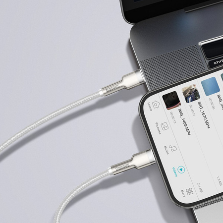 KABEL USB-C DO LIGHTNING BASEUS CAFULE, PD, 20W, 2M (BIAŁY)