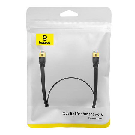 PŁASKI KABEL SIECIOWY BASEUS ETHERNET RJ45, GIGABIT, CAT.7, 1 M (CZARNY)