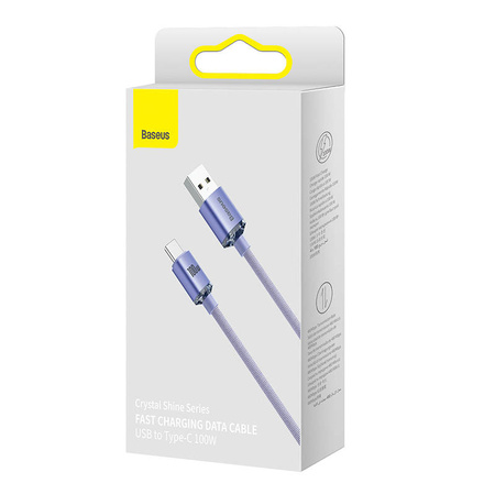 KABEL USB DO USB-C BASEUS CRYSTAL SHINE, 5A, 1.2M (FIOLETOWY)
