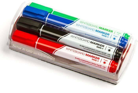 Marker suchościeralny & gąbka RYSTOR 456-220 mix*4 okrągła k. 4mm 4szt