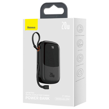 Powerbank BASEUS Qpow Pro 20000mAh 20W z kablem Lightning (czarny)