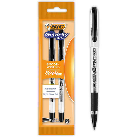 DŁUGOPIS ŻELOWY Z GUMOWANYM UCHWYTEM BIC GEL-OCITY STIC 989708 CZARNY 0.5MM TRANSPARENTNA OBUDOWA 2SZT