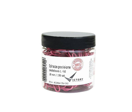 SPINACZE OKRĄGŁE 28MM VICTORY OFFICE PRODUCTS 6028SM150-093 PASTELOWE CIEMNORÓŻOWE METALOWEPOWLEKANE W SŁOIKU MAŁYM 150SZT