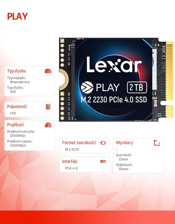 LEXAR DYSK SSD PLAY 2TB PCIE4.0 2230 5200/4700MB/S