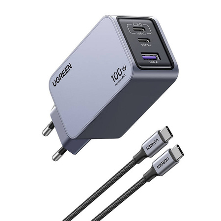 Ładowarka sieciowa UGREEN Nexode Pro 100W USB 2xUSB-C (szara)