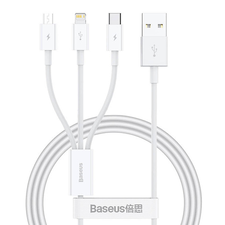 Kabel szybkiego ładowania  Baseus Superior Data USB do M+L+C 3.5A 1M(White)