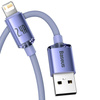 Kabel BASEUS Crystal Shine USB-A-Lightning 2m (fioletowy)