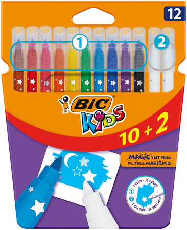 FLAMASTRY BIC KIDS MAGIC FELT PENS 9202953 MIX*10 + 2 WYMAZYWACZE