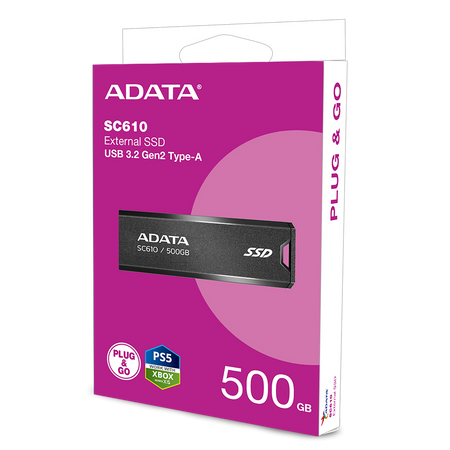 ADATA DYSK SSD ZEWNĘTRZNY SC610 500G USB3.2A GEN2 CZARNY