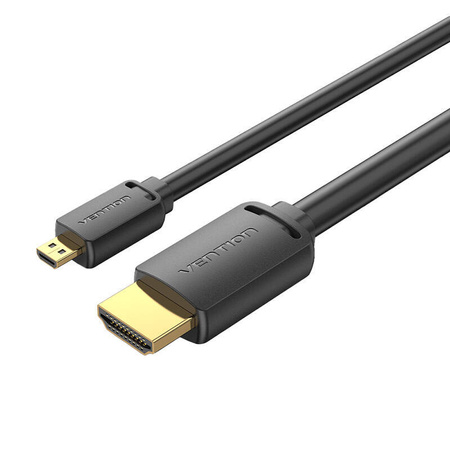 KABEL HDMI-D MĘSKI DO HDMI-A MĘSKI VENTION AGIBI 3M, 4K 60HZ (CZARNY)