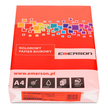PAPIER KSERO KOLOR A4 EMERSON CZERWONY 80G 500 ARK