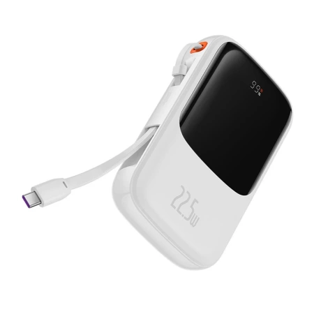 Powerbank Baseus Qpow Pro z kablem USB-C, USB-C, USB, 10000mAh, 22.5W (biały)