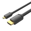 KABEL HDMI-D MĘSKI DO HDMI-A MĘSKI VENTION AGIBF 1M, 4K 60HZ (CZARNY)