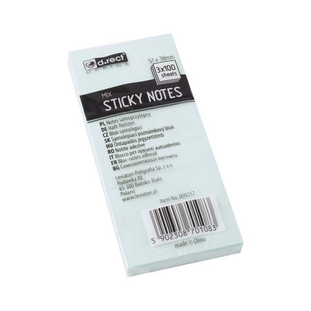 NOTES SAMOPRZYLEPNY D.RECT 51X38MM MIX KOLOR 3SZT