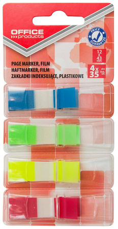 ZAKŁADKI INDEKSUJĄCE FOLIOWE 12X43MM OFFICE PRODUCTS MIX KOLORÓW 4X35 SZT
