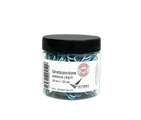 SPINACZE OKRĄGŁE 28MM VICTORY OFFICE PRODUCTS 6028SM150-071 PASTELOWE JASNONIEBIESKIE METALOWEPOWLEKANE W SŁOIKU MAŁYM 150SZT