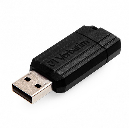 VERBATIM USB FLASH DISK, USB 2.0, 64GB, PINSTRIPE, STORE N GO, CZARNY, 49065, USB A, Z WYSUWANYM ZŁĄCZEM