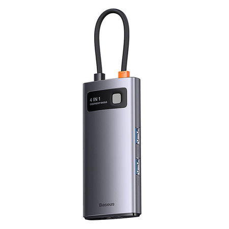 HUB 4W1 BASEUS METAL GLEAM SERIES, USB-C DO 3X USB 3.0 + ETHERNET RJ45