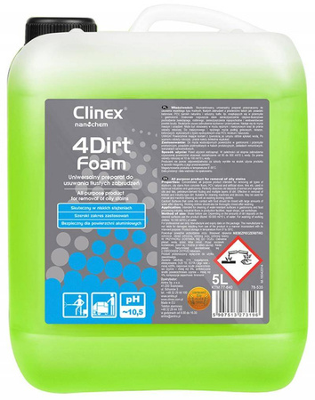 PREPARAT DO USUWANIA TŁUSTYCH ZABRUDZEŃ CLINEX 4DIRT FOAM 5L 5L